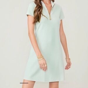 Spartina 449 100% Cotton Serena Pique Short Sleeve Mini Dress Size L Mint Polo